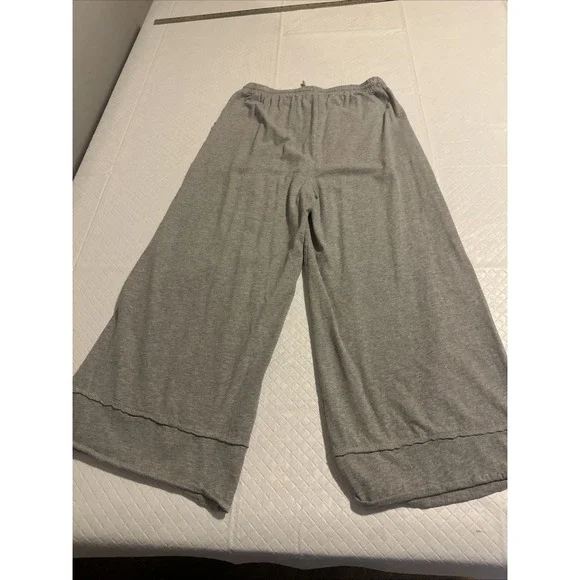 Hayden Los Angeles cropped wide-leg drawstring Gray pants casual soft Beachy - Picture 10 of 11
